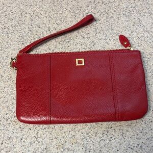 Lodis Red Leather Wristlet Clutch